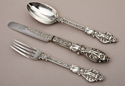 Victorian Silver Christening Set - Knife, Fork, Spoon.